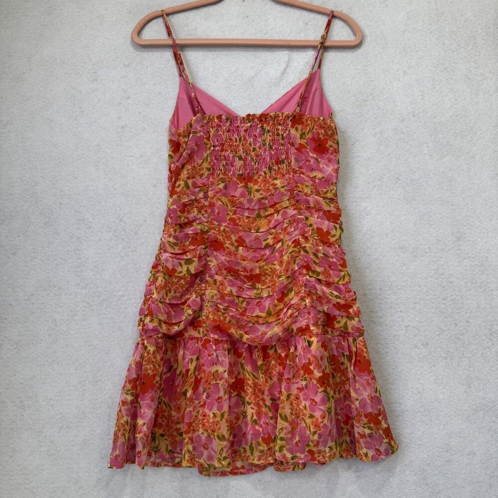 ASTR The Label Dress Womens Medium Pink Floral Ruched Mini Sundress ACDR101237 - Picture 5 of 9